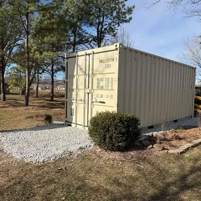 Shipping container placed at a property