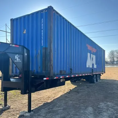 Blue container on a delivery trailer