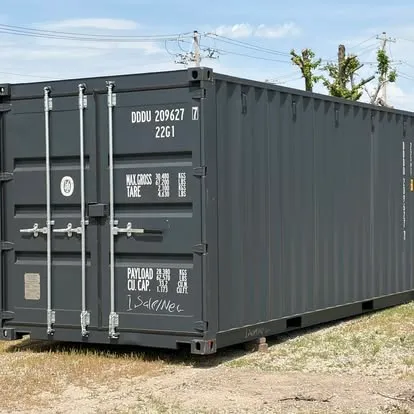 Dark shipping container on a property
