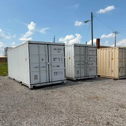 Row of Gorilla Mobile Storage containers in inventory