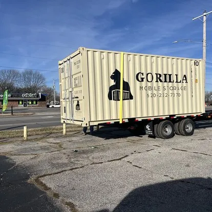 Gorilla Mobile Storage container loaded on a delivery trailer