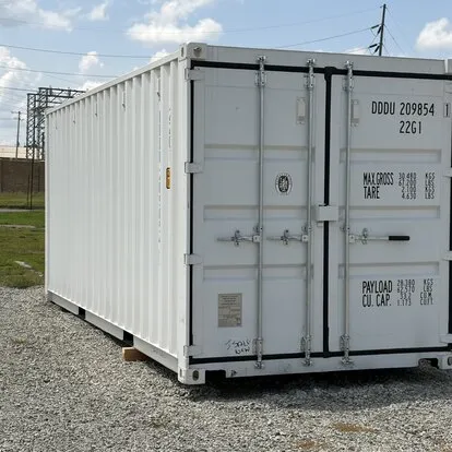 White container with doors and side view